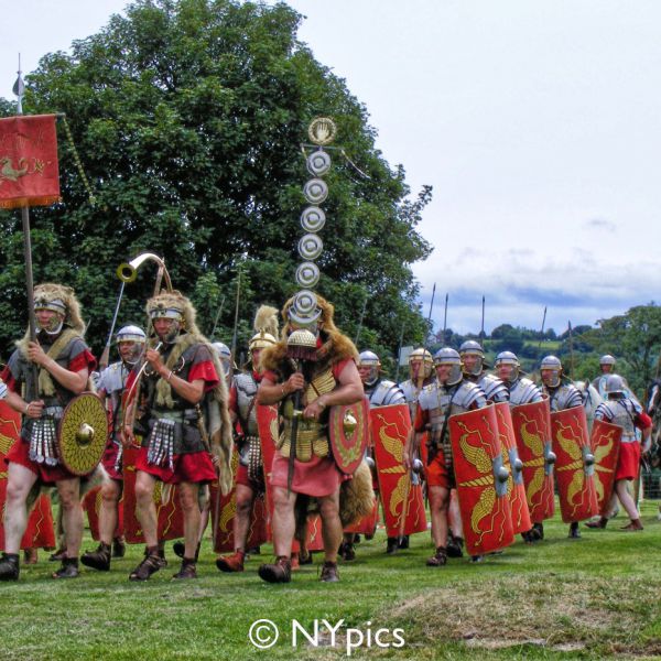 Roman Soldiers Behind Their Standard Bearers